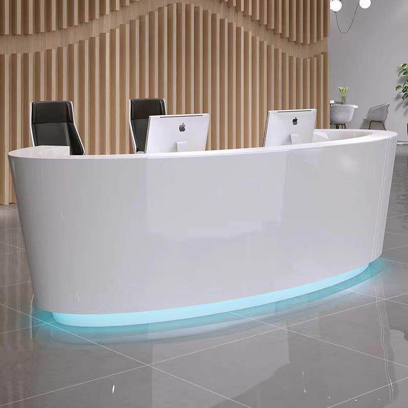 圆弧形收银台公司时尚吧台异形接待台咨询宾馆创意迎宾吧台收银台