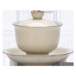 冰裂釉汝瓷三才盖碗陶瓷功夫茶具茶杯汝窑敬茶碗开片可养盖碗批发