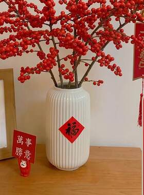 冬青专用花瓶适合放冬青的陶瓷白瓶插银柳桌面干燥花年宵花水培瓶