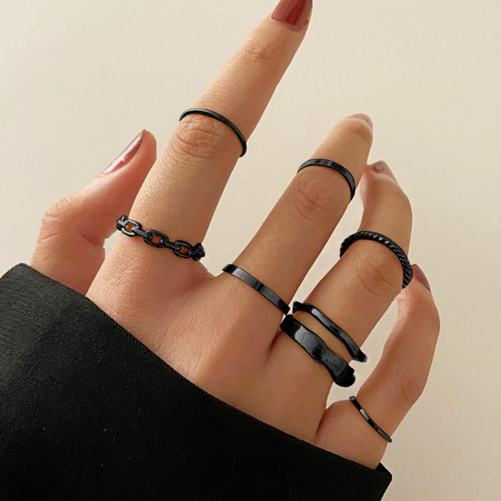Combination ring set 10 Piece Black knuckle ring set戒指组套 - 实物图