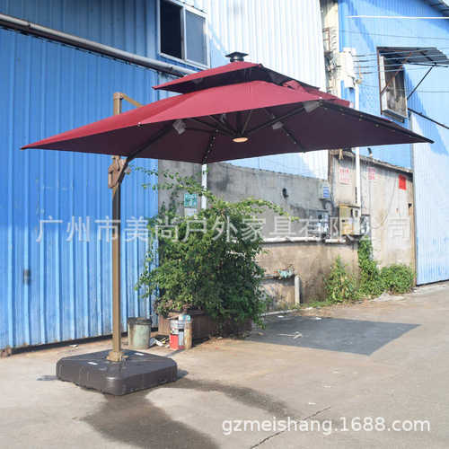 户外遮阳伞带太阳能LED灯 配水箱 适用别墅花园 旅游景区休闲伞