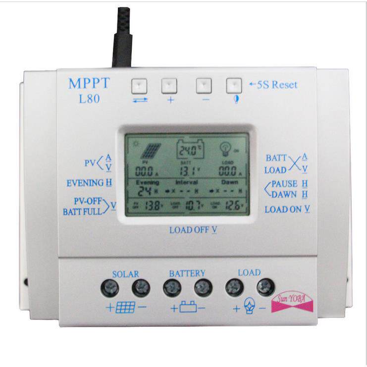 L80A电压电流显示太阳能控制器LCD12V24V80A太阳能发电控制器