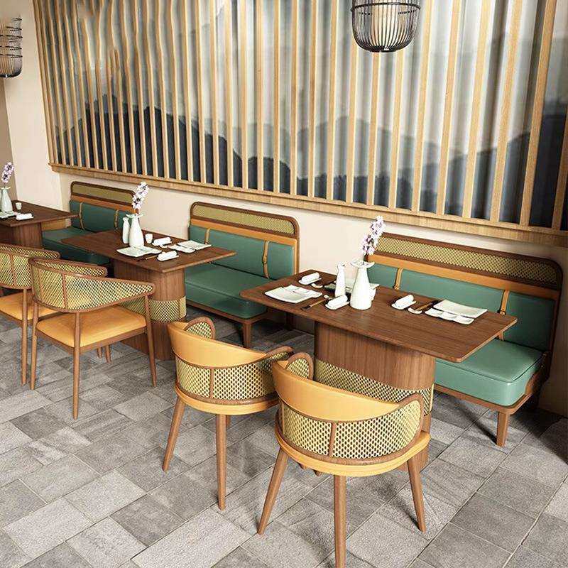 餐饮家具火锅店桌椅东南亚主题西餐厅日料店编藤半圆卡座沙发商用