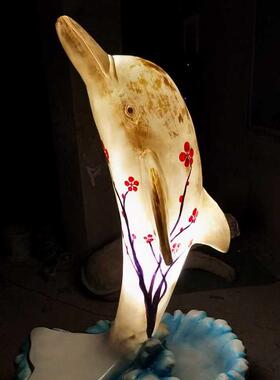 户外卡ALK通动件物海豚雕塑商场幼儿园墅景观座别花盆椅摆玻璃钢