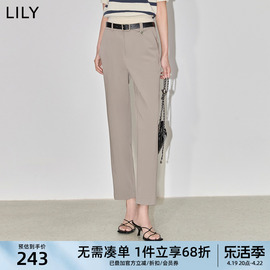 lily2024春女装都市时尚通勤款显瘦小直筒，九分裤西装休闲裤女