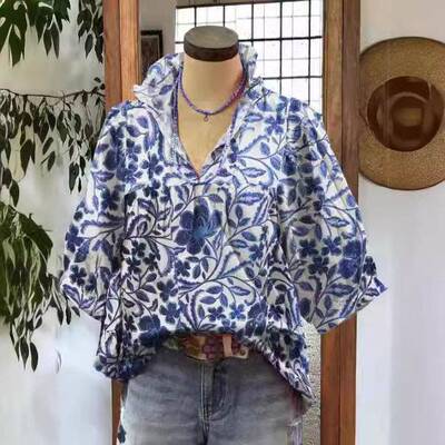 Women's Spring Summer Bohemian Casual Vacation V-Neck Random