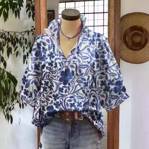 Women's Spring Summer Bohemian Casual Vacation V-Neck Random