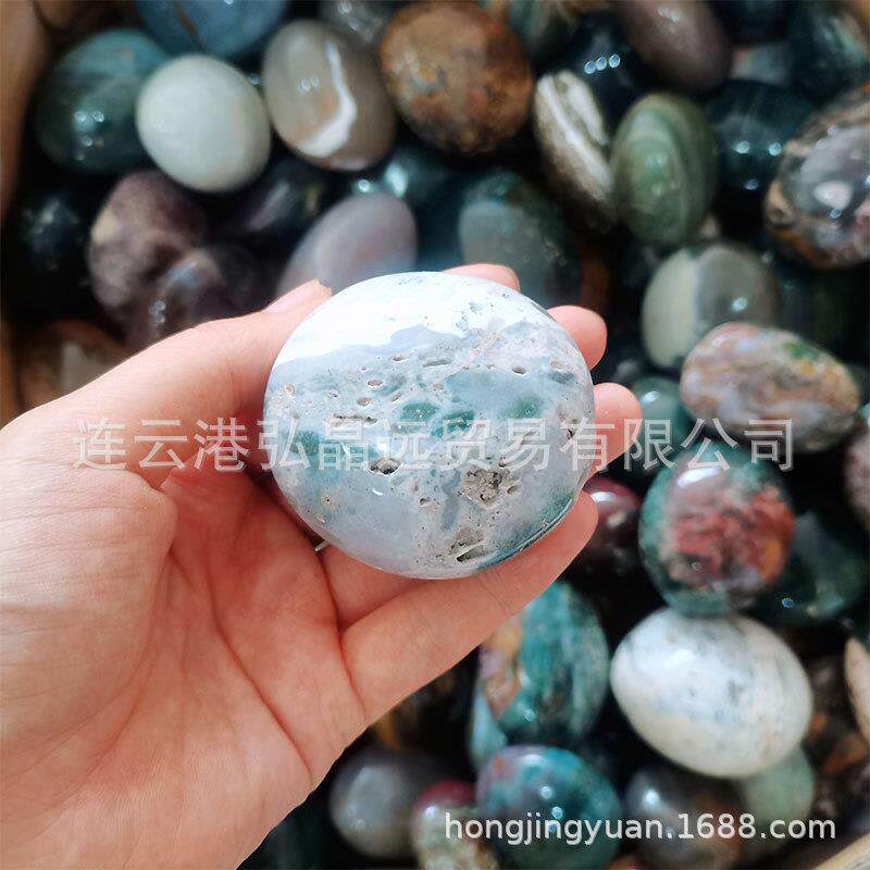 海洋碧玉随形把玩海洋石随型手把件水晶摆件原石打磨源头厂家