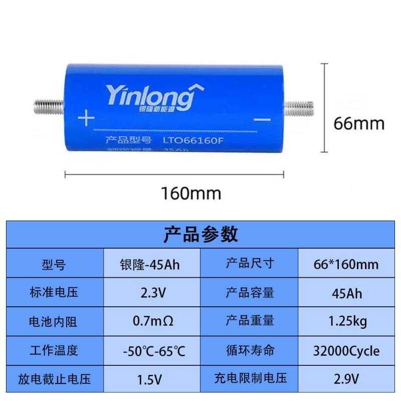 银隆圆柱2.3V30Ah35Ah40Ah45Ah钛酸锂音响恒压汽车启动电源电池