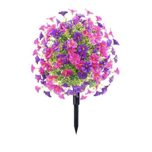 仿真花牵牛花地插带地钉花园装饰尤加利装饰假花仿真绿植
