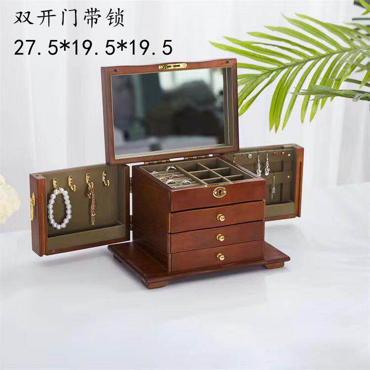 正品实木古首饰复盒饰品纳盒木收质大容量耳钉环耳戒指多层手表珠