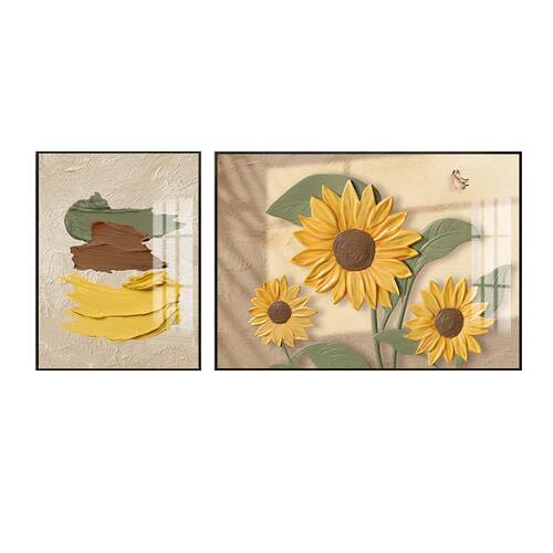 北欧卧室装饰画床头背景墙奶油风挂画现代小清新两联挂墙组合壁画