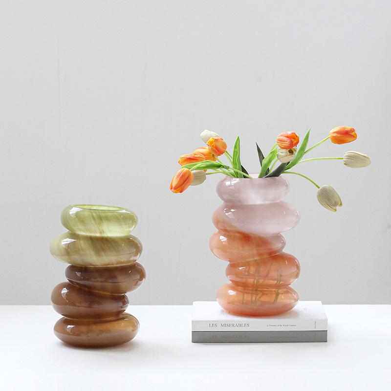 条纹灰色工艺品装设轩插花计新品霞花瓶玻璃玻璃灰色软吕林碧家居,家居饰品,花瓶,淘宝优惠券,粉丝福利购,淘宝优惠卷