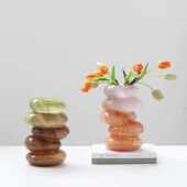 工艺品玻璃插花计条纹家居灰色吕林新品 设 灰色碧轩玻璃霞软花瓶装