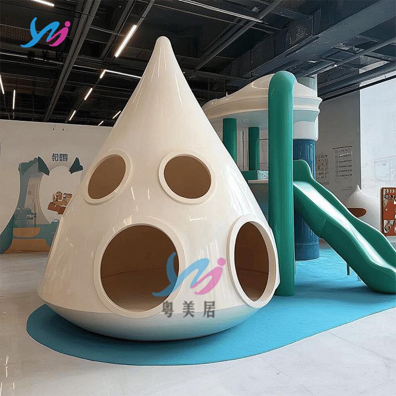 玻璃钢室内外儿童洞洞屋幼儿园商场游乐区创意蘑菇屋造型装置摆件