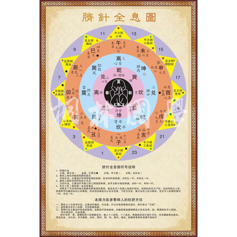 脐针全息图医疗八卦图脐针八卦图中医针灸养生馆医院装饰画85