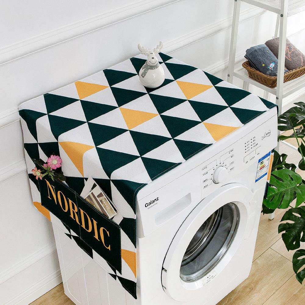 棉麻冰箱布盖巾滚筒洗衣机罩盖布单开双开门冰箱防尘罩床头柜盖布