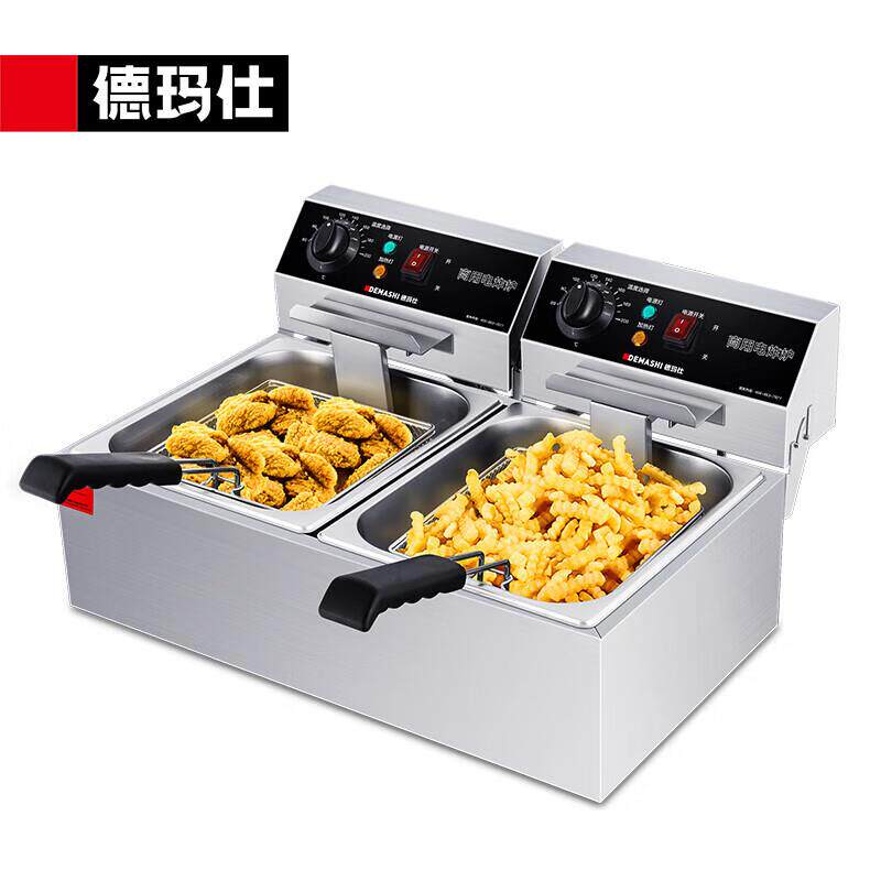 德玛仕 商用电炸锅小吃店店炸鸡薯条油条单双缸电炸炉 L-101A-S