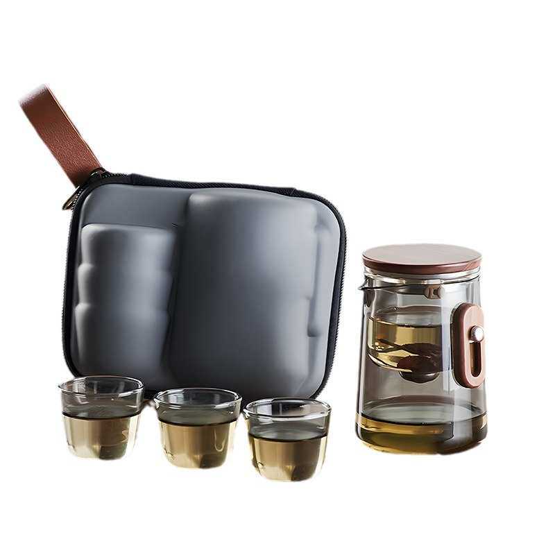 全茶水杯内胆茶玻璃过滤套装壶飘逸杯茶具 分离旅行泡茶一键方圆
