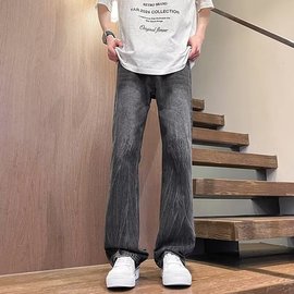 ma246-p48日系直筒牛仔裤男韩版潮流，宽松阔腿休闲百搭长裤子