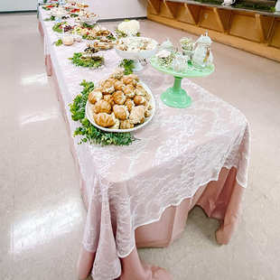 黑色生日长方形婚礼婚庆装 复古高级感防尘蕾丝款 饰桌布镂空桌旗