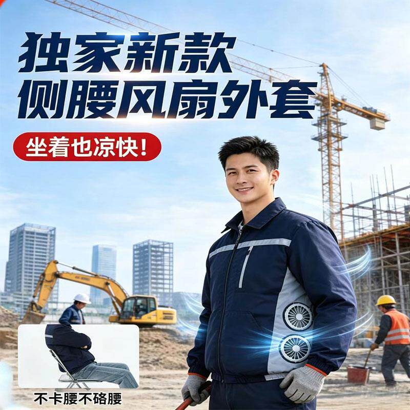 夏季空调服侧腰四风扇劳保服电焊制冷大功率防暑货车司机降温衣服