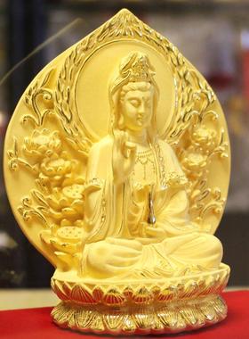 正品摆绒像沙金件观音菩萨佛创意家居饰工艺品装摆设商务贺礼公司