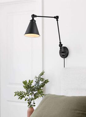 壁厅灯美BK1054复古工业风摇摆臂带开读关可调式光卧室书房客阅灯
