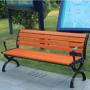 批发户外公园椅实木靠背长椅商业街排椅园林防水防晒塑木长椅凳子
