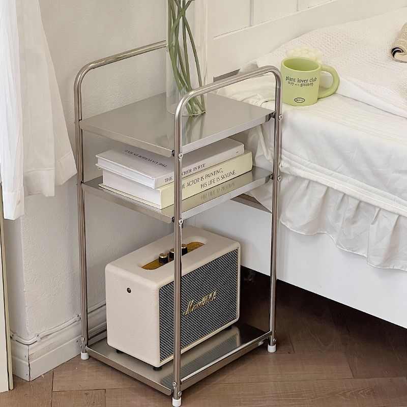 不锈钢置物架落地式卫生间收纳架厨房厕所浴室脸盆架ins中古风