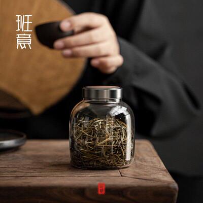 班意锡合金玻璃茶叶罐密封小号茶盒茶仓食品收纳透明随身家用茶具