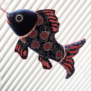 鲤鱼挂件布艺鱼挂饰品墙壁玄关客厅装 礼品 饰布络国风手工特色中式