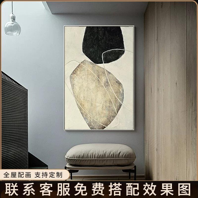 大尺寸北欧抽象装饰画轻奢大幅别墅挂画工业风黑白客餐厅玄关壁画