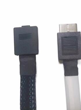 65厘米Oculink SFF-8611弯头转SFF-8611直头SAS4.0 PCIE4.0数据线