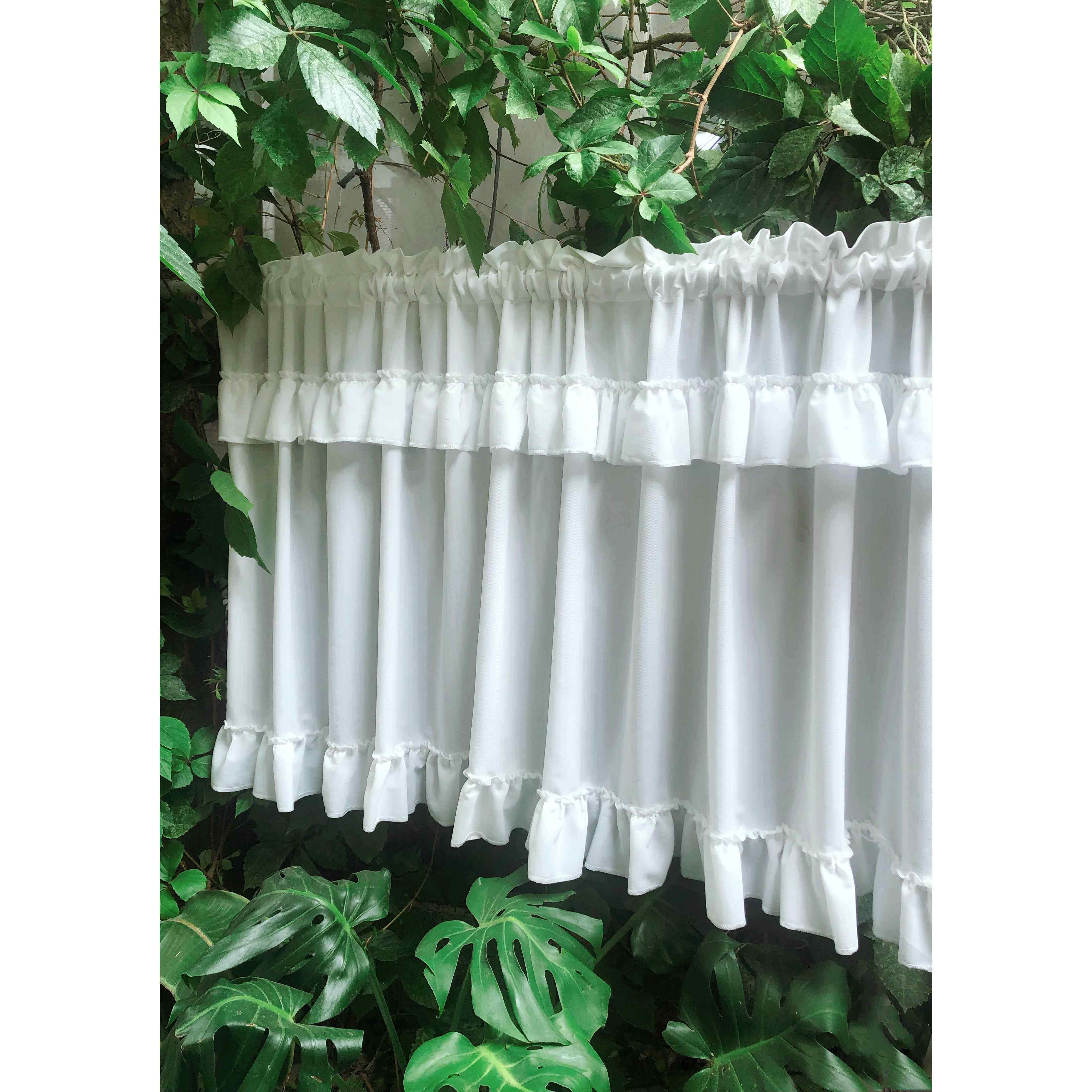 定制透光不透人花边纱北欧隔断遮挡浴室门帘半帘短门帘魔术贴免打