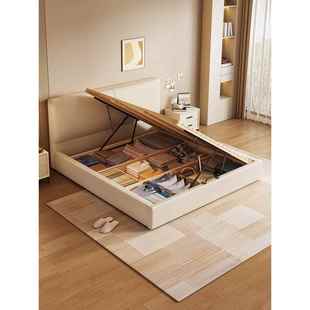 实木储物床侧开气压高箱床齐边小户型可任意定制排骨架收纳床