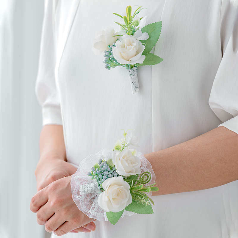 手作森系伴娘伴郎婚礼胸花手腕花户外派对礼服新郎典礼襟花仿真花