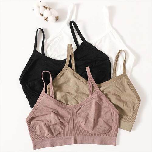 Sexy Women Tube Tops Seamless Bras Sports Nopads Crop Tops F