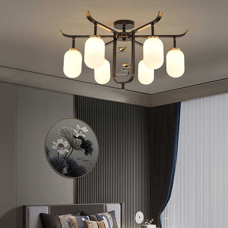 全铜新中式吊灯客厅现代简约小鸟餐厅吊灯别墅中国风复古禅意吊灯,家装灯饰光源,客厅吊灯,淘宝优惠券,粉丝福利购,淘宝优惠卷