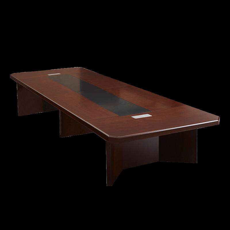 组合长方形桌胡桃色会议桌长桌简约现代实木皮烤漆办公培训桌椅