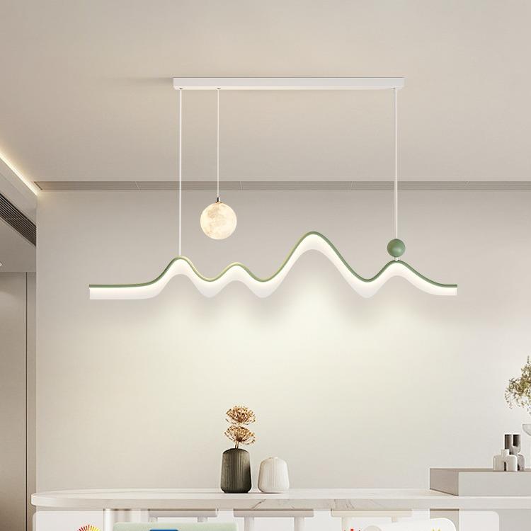全谱护眼餐841厅吊灯餐现代简约月球灯光简长条桌餐厅极灯具