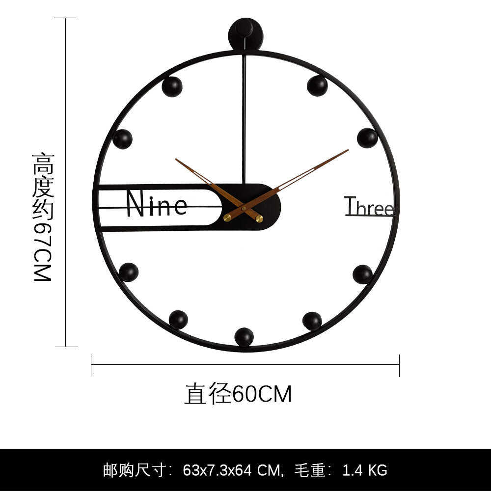铁静音钟奢胡桃木艺装饰客厅背景时钟简约北欧挂钟墙轻钟立体灯泡