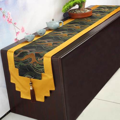 新中柜式电视盖GAY国布餐茶几桌旗桌垫中风盖布长条布防桌尘罩