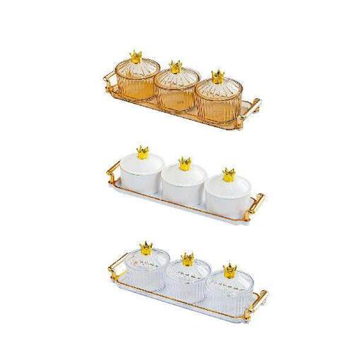 Dried Fruit Plate 3 Grid Food Storage Box with Lid Nordic