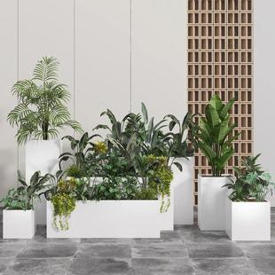 户外不锈钢定制花箱阳台种植箱商业街成品花坛组合铁艺长方形花槽