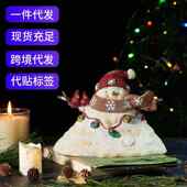 圣诞节圣诞树装 饰小雪堆雪人模型雕塑客厅玄关树脂工艺品摆件