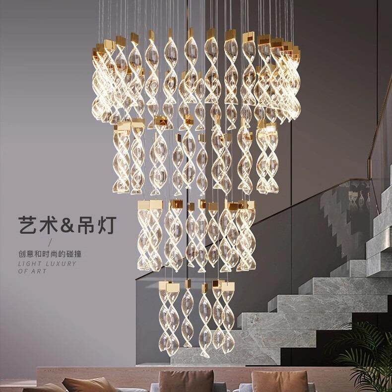复式大吊灯客厅灯现代简约轻奢别墅楼梯loft创意灯具艺术灯饰网红