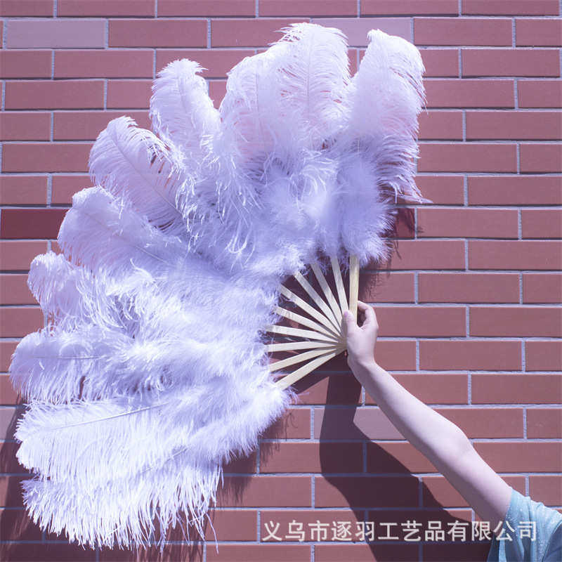 表演唱肚皮鸵鸟羽毛扇包白羽会毛大号邮扇子道具酒吧舞蹈厂家直销