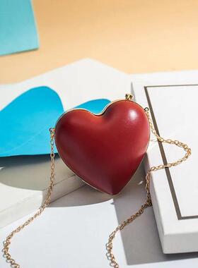 Fashion Women Red Heart Shaped Purse Ladies Luxury Evening C