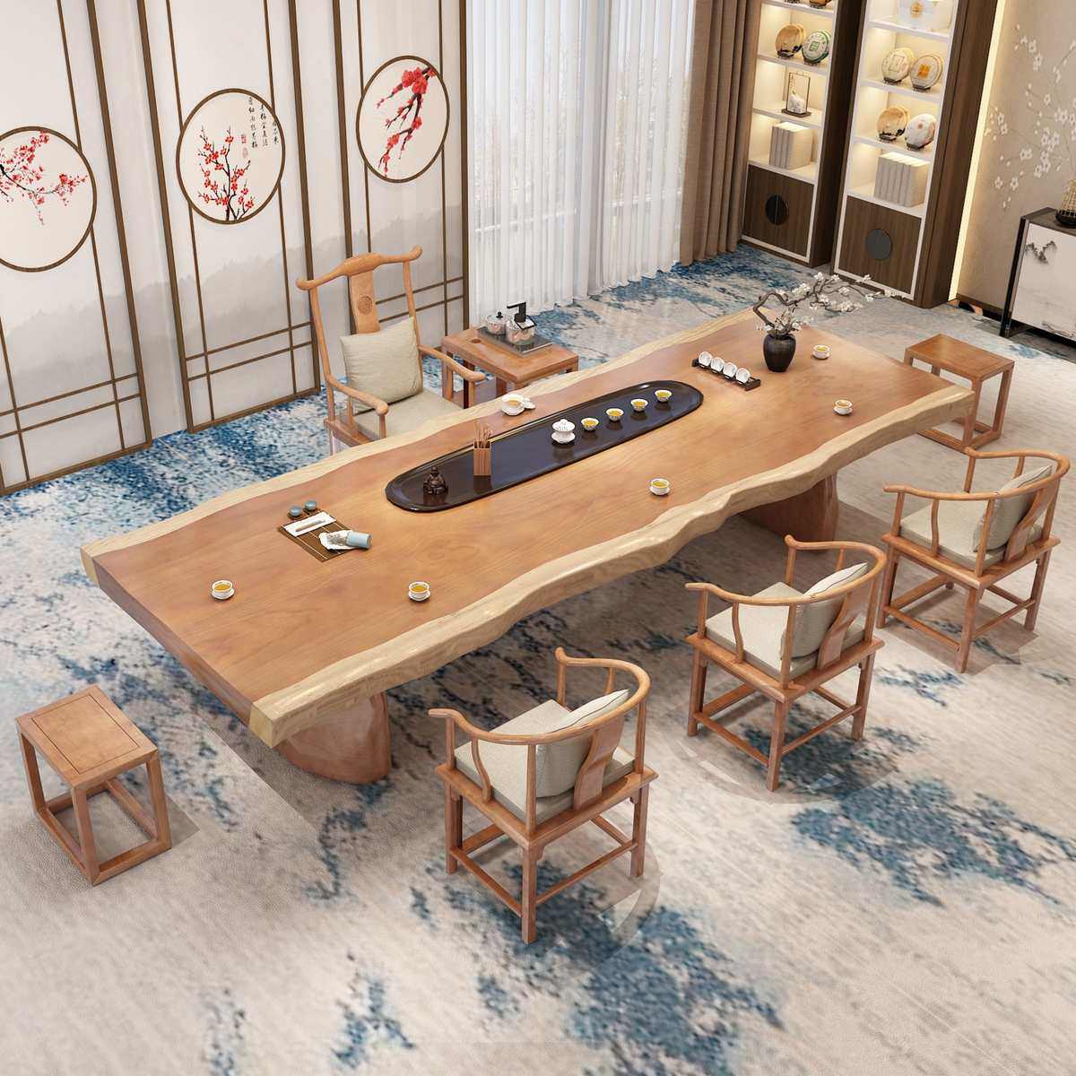 组合茶室办公室禅意茶桌茶桌台中式会客新实木泡接待椅大大板茶,住宅家具,家用茶台/茶桌,淘宝优惠券,粉丝福利购,淘宝优惠卷